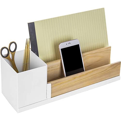 Wooden Pencil Cup Holder with Weighted Base