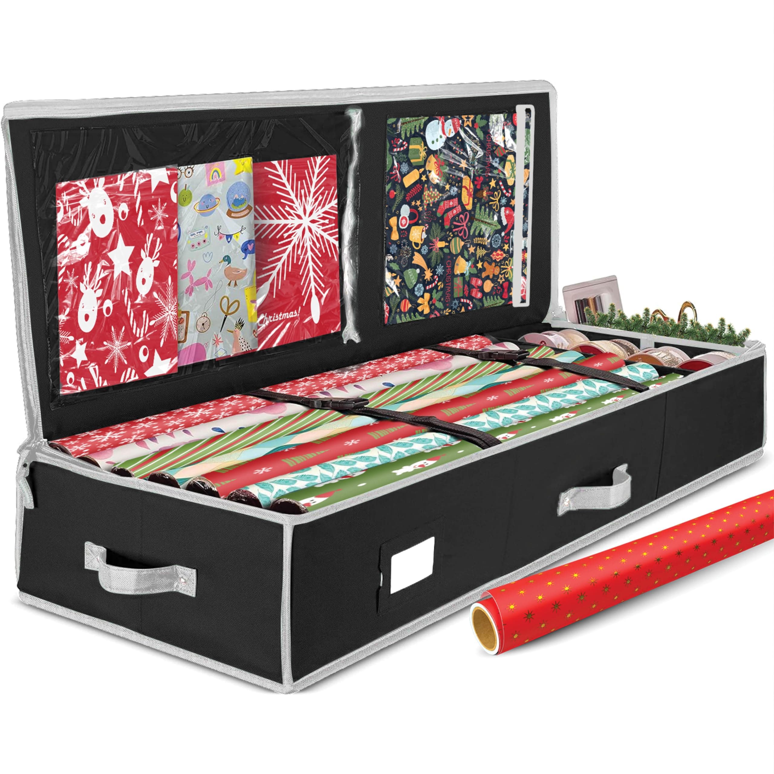 PEULEX Gift Wrap Organizer Bag with Straps and Pockets