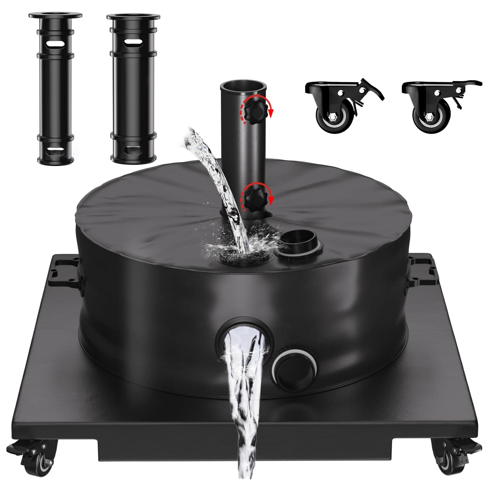 PGGP Patio Umbrella Base with Wheels - 100 lb Max Fillable