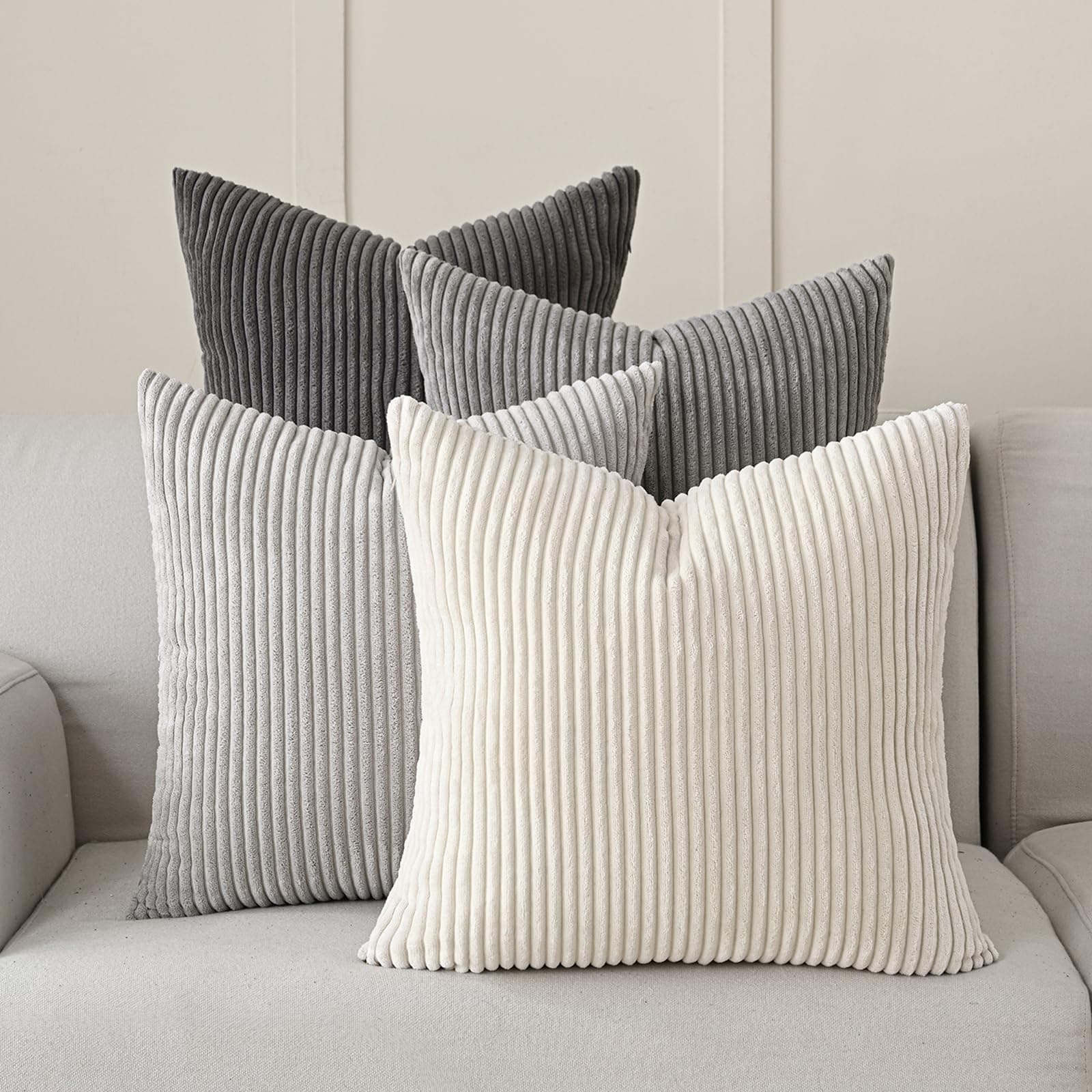 Ribbed Corduroy Pillow Covers Set of 2 - 18x18