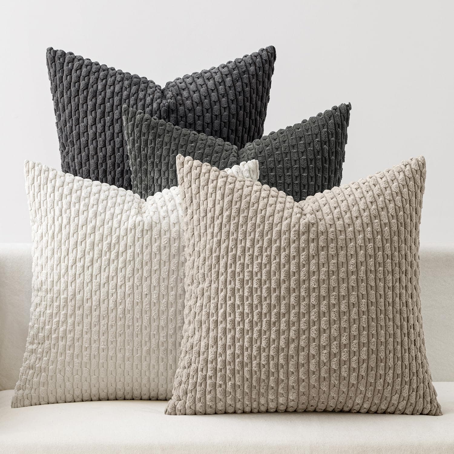 TangDepot Velvet Corduroy Striped Pillow Covers Set of 2