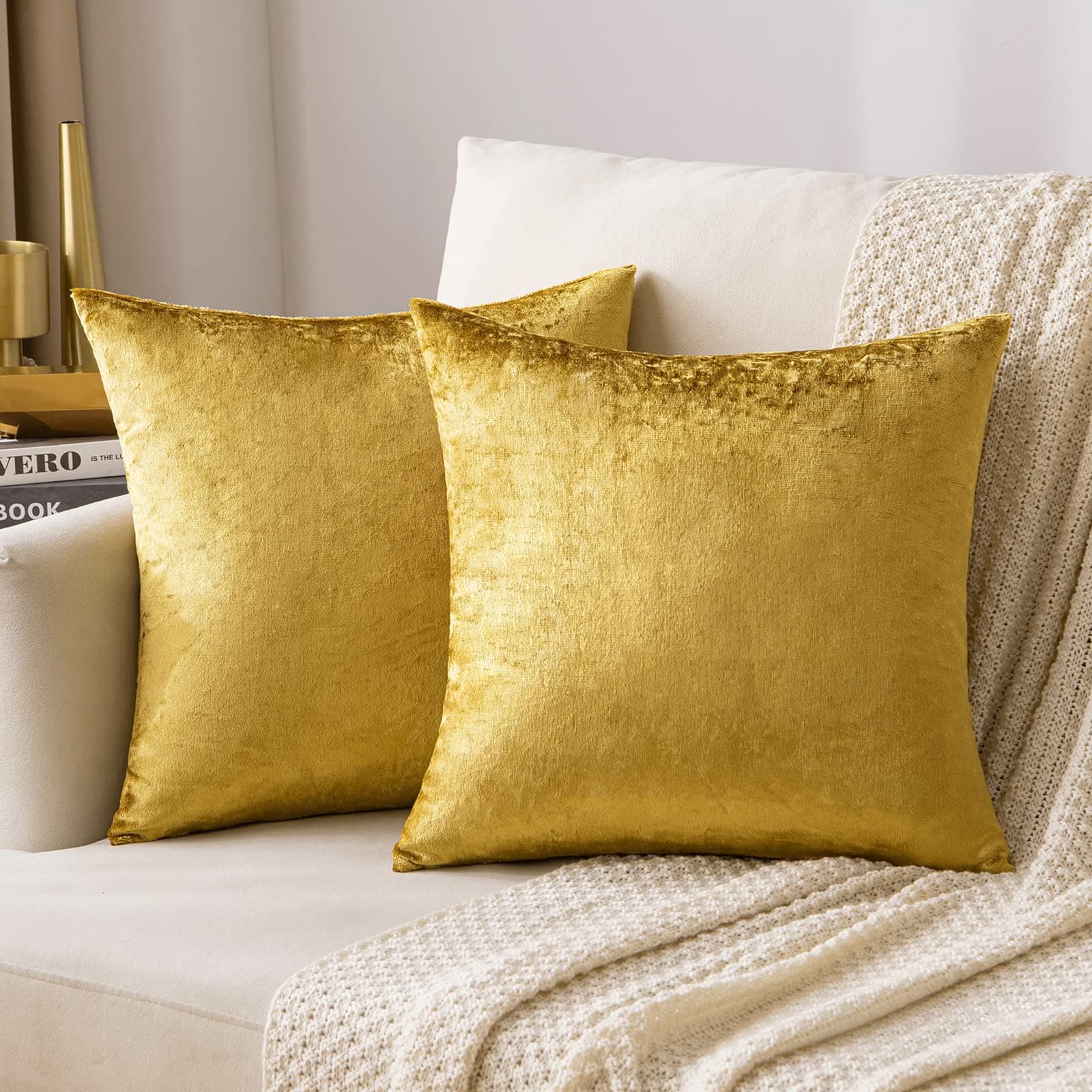 MIULEE Velvet Throw Pillow Covers Set of 2