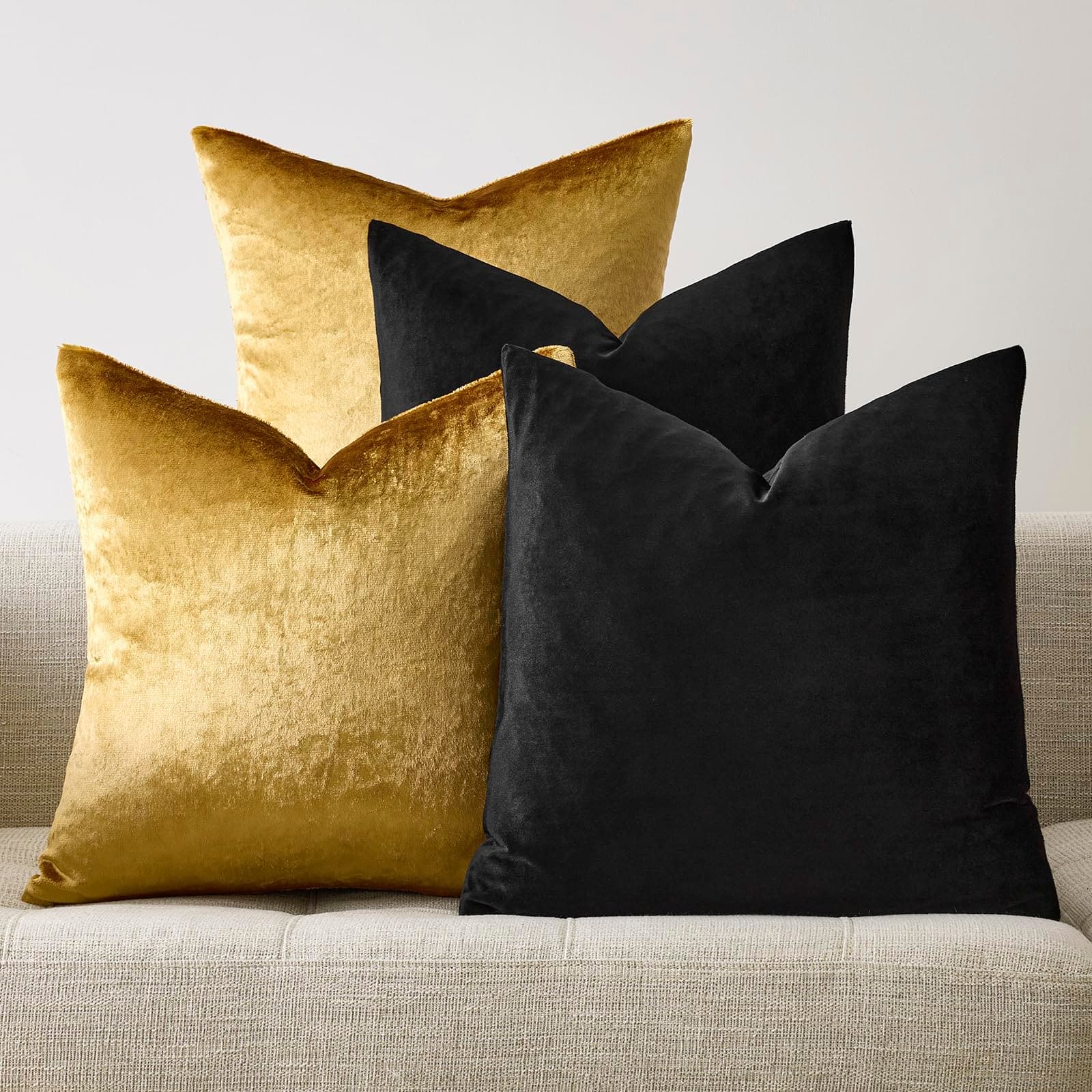 ANRODUO Velvet Pillow Covers with Tassels Set of 2