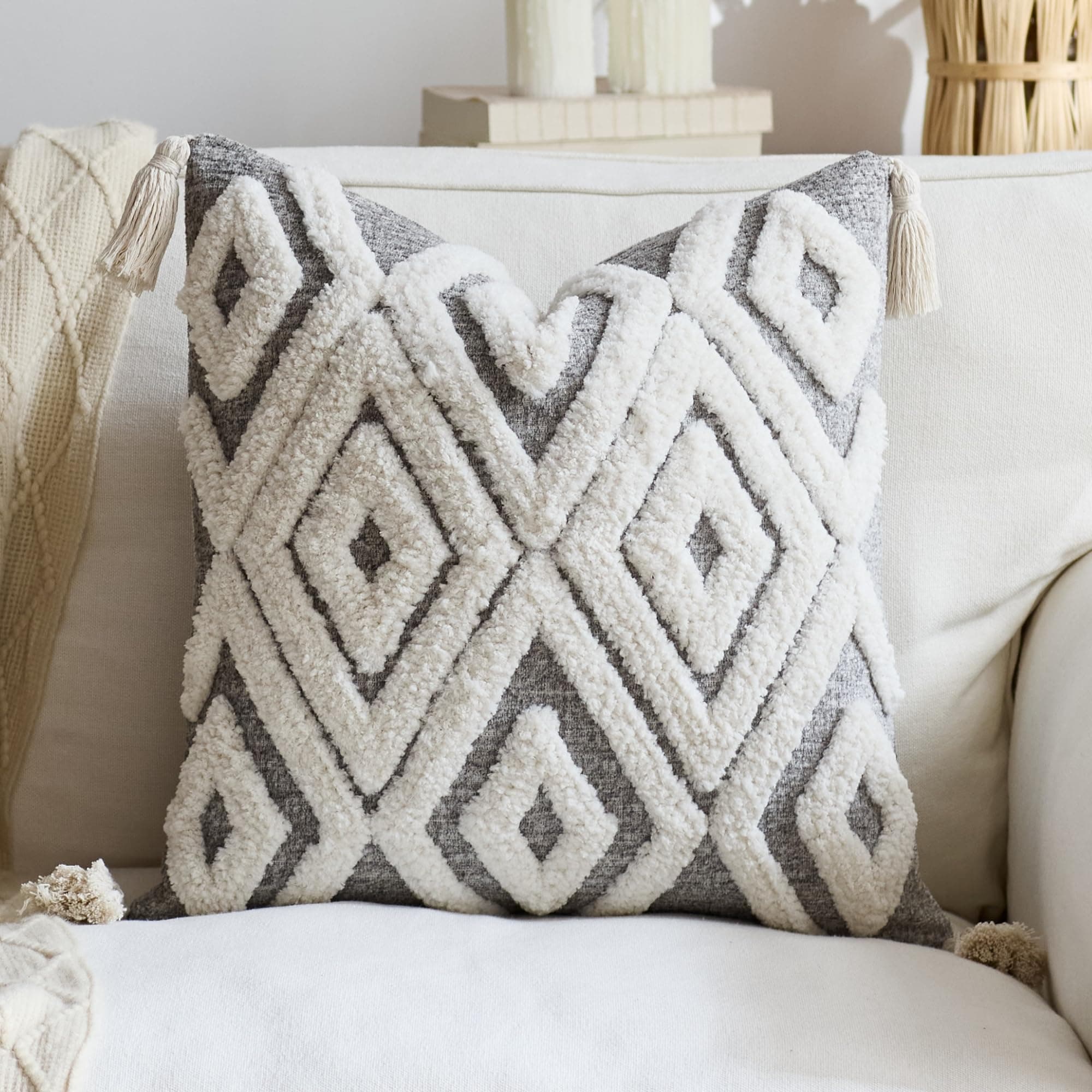 Woven Boho Throw Pillow Covers Set of 2
