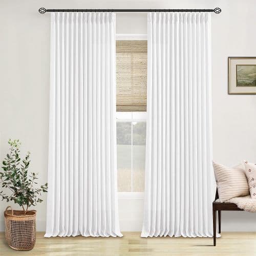 Pinch Pleat Linen Drapes with Back Hooks