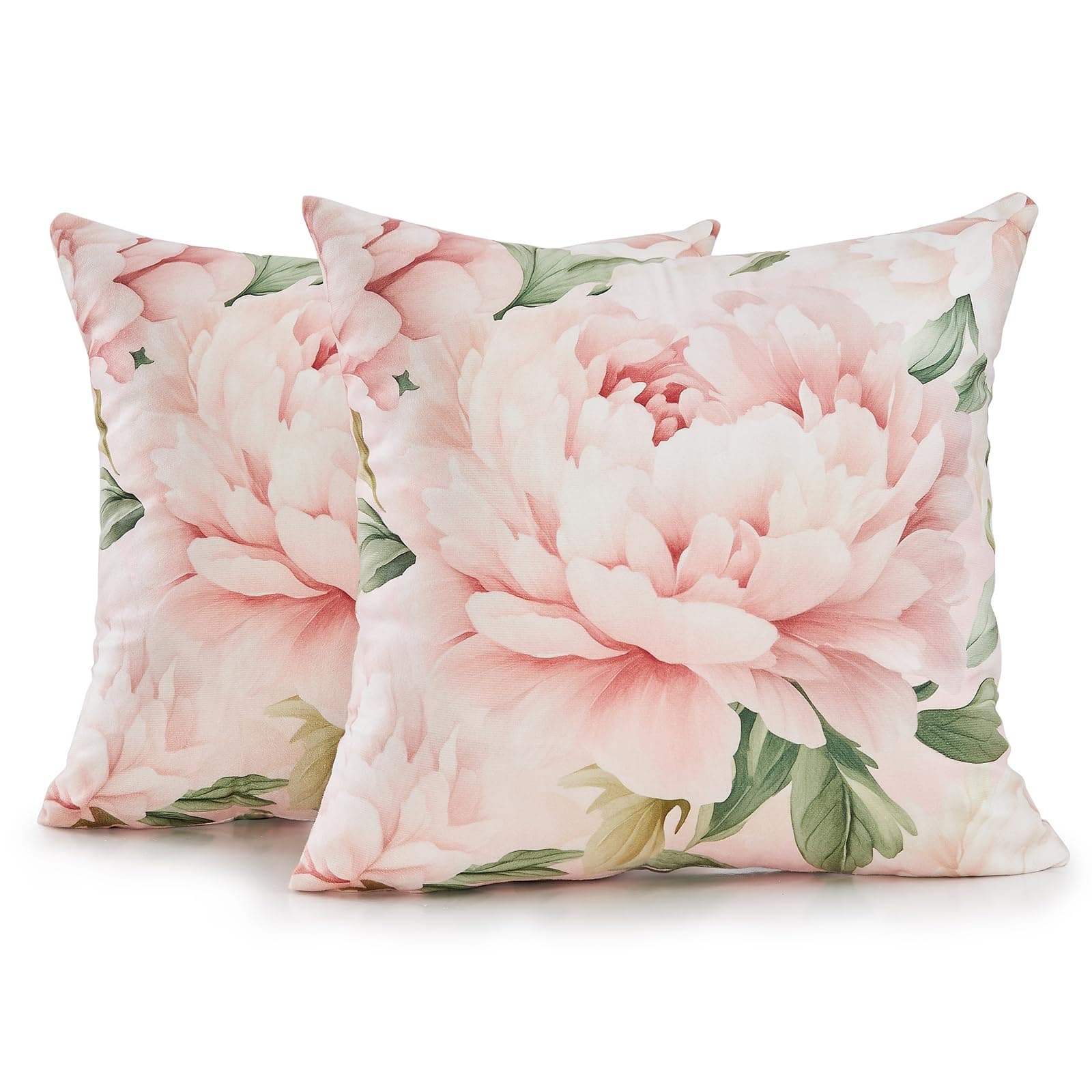 WEPTIV Pink Floral Peony Pillow Covers (Set of 2)