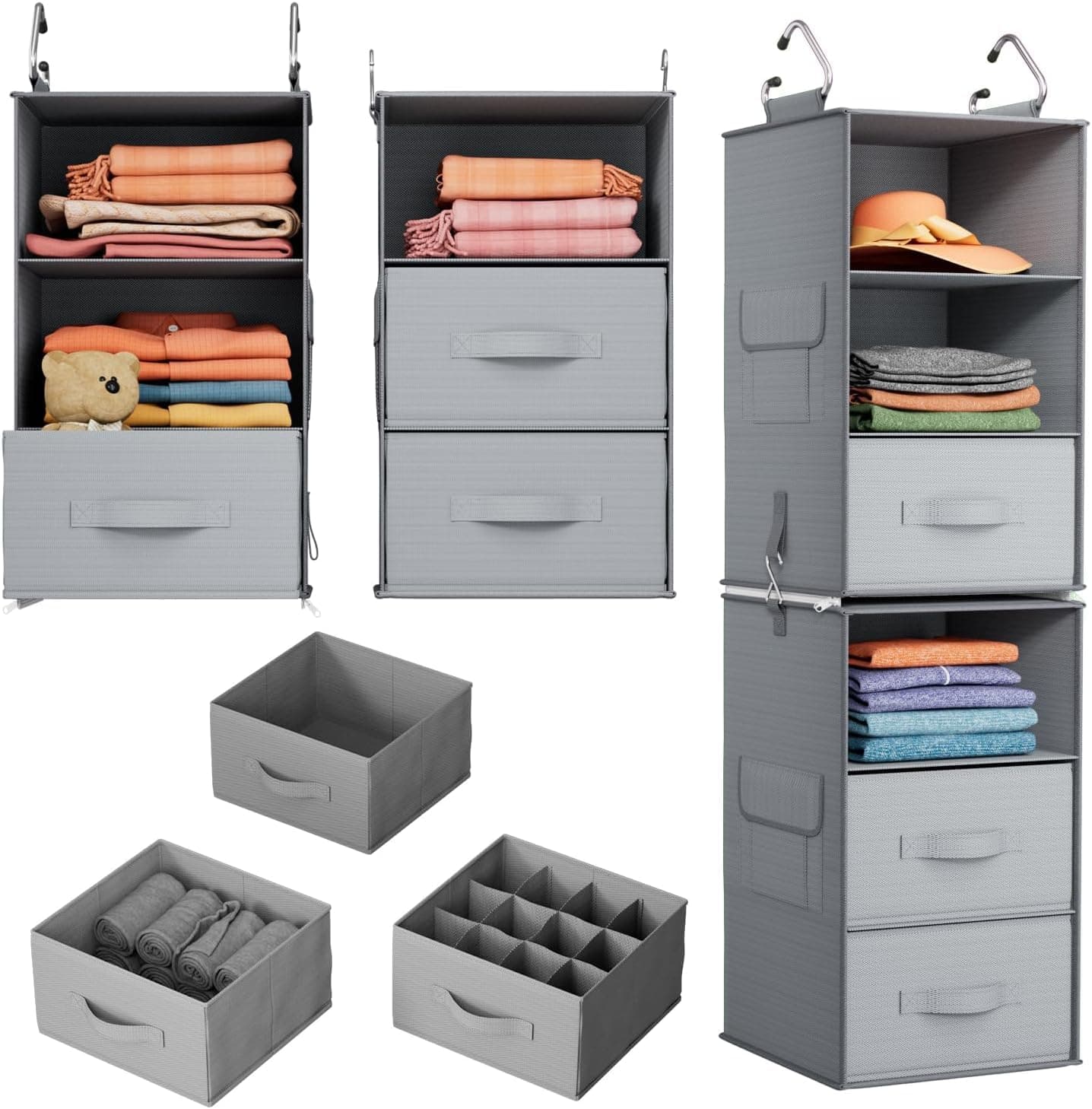 6-Shelf Hanging Closet Organizer with Drawers