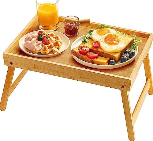 Pipishell Bamboo Bed Tray Table with Foldable Legs