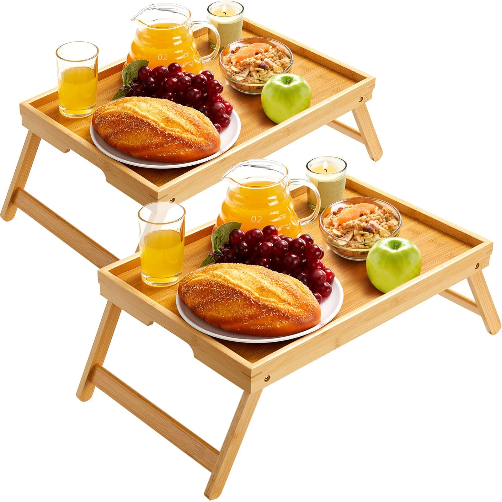 Pipishell Bamboo Bed Tray Table with Foldable Legs