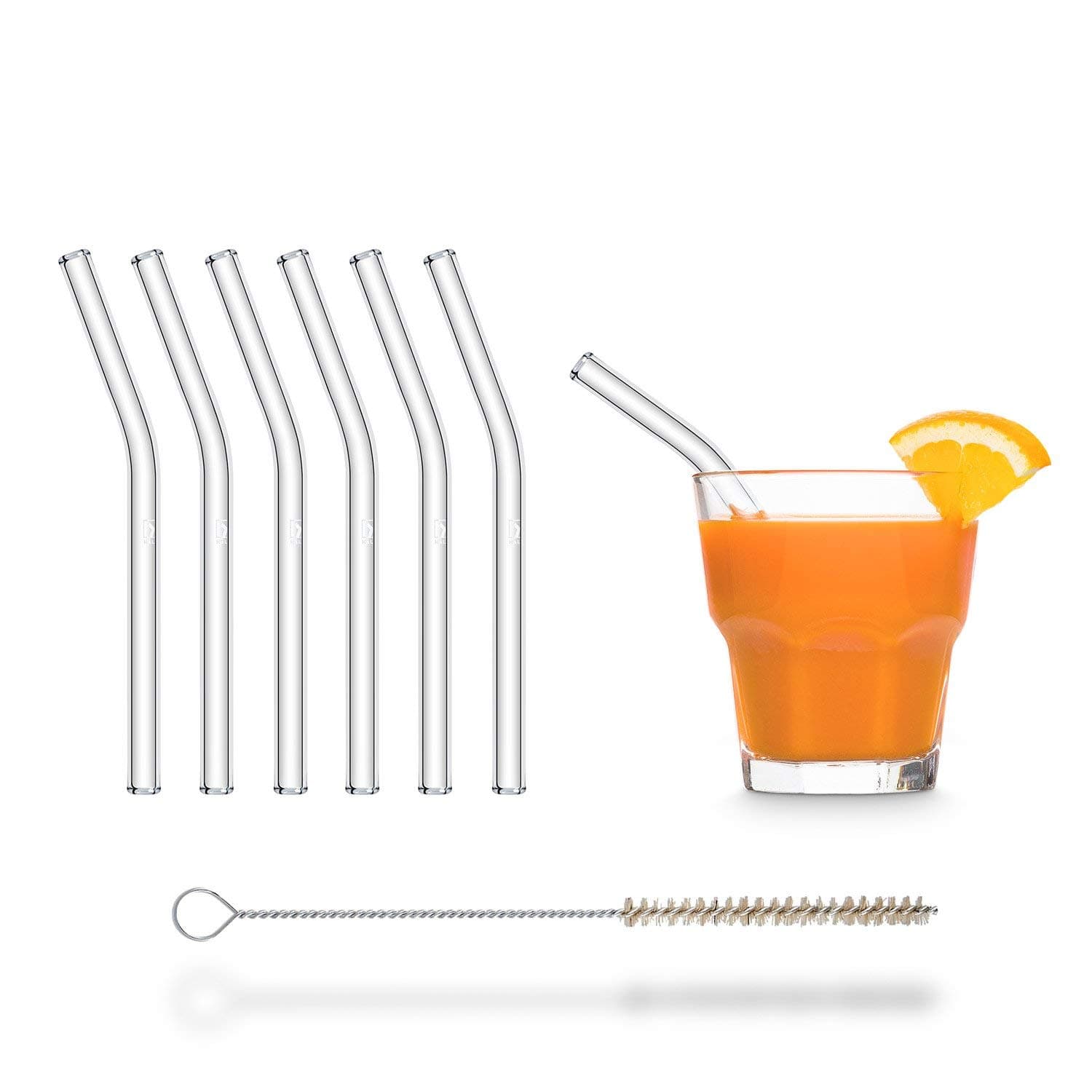 Piteno Glass Straws (Set of 16, Clear)