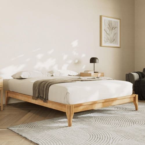 Platform Bed Frame with Natural Wood Slats