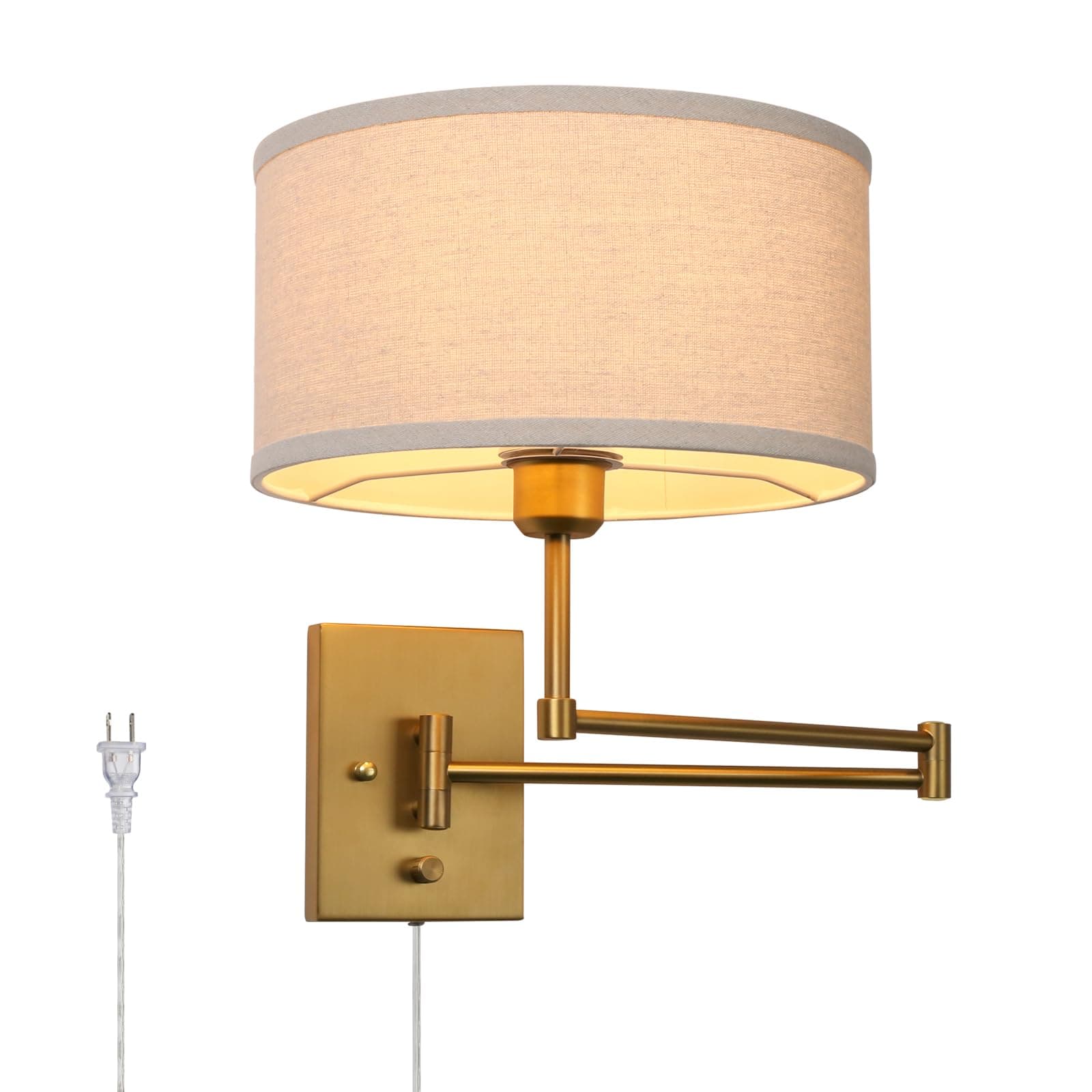 Plug-In Wall Sconce with Linen Shade