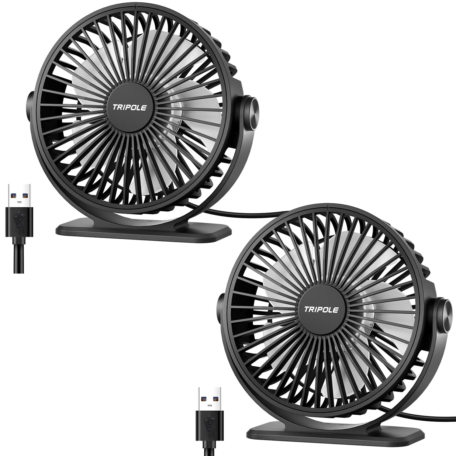Small Quiet USB Bedside Desk Fan, 3 Speeds