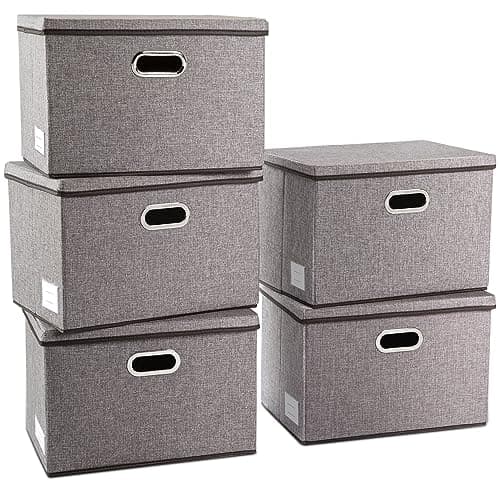 PRANDOM Large Collapsible Storage Bins with Lids - 3 Pack