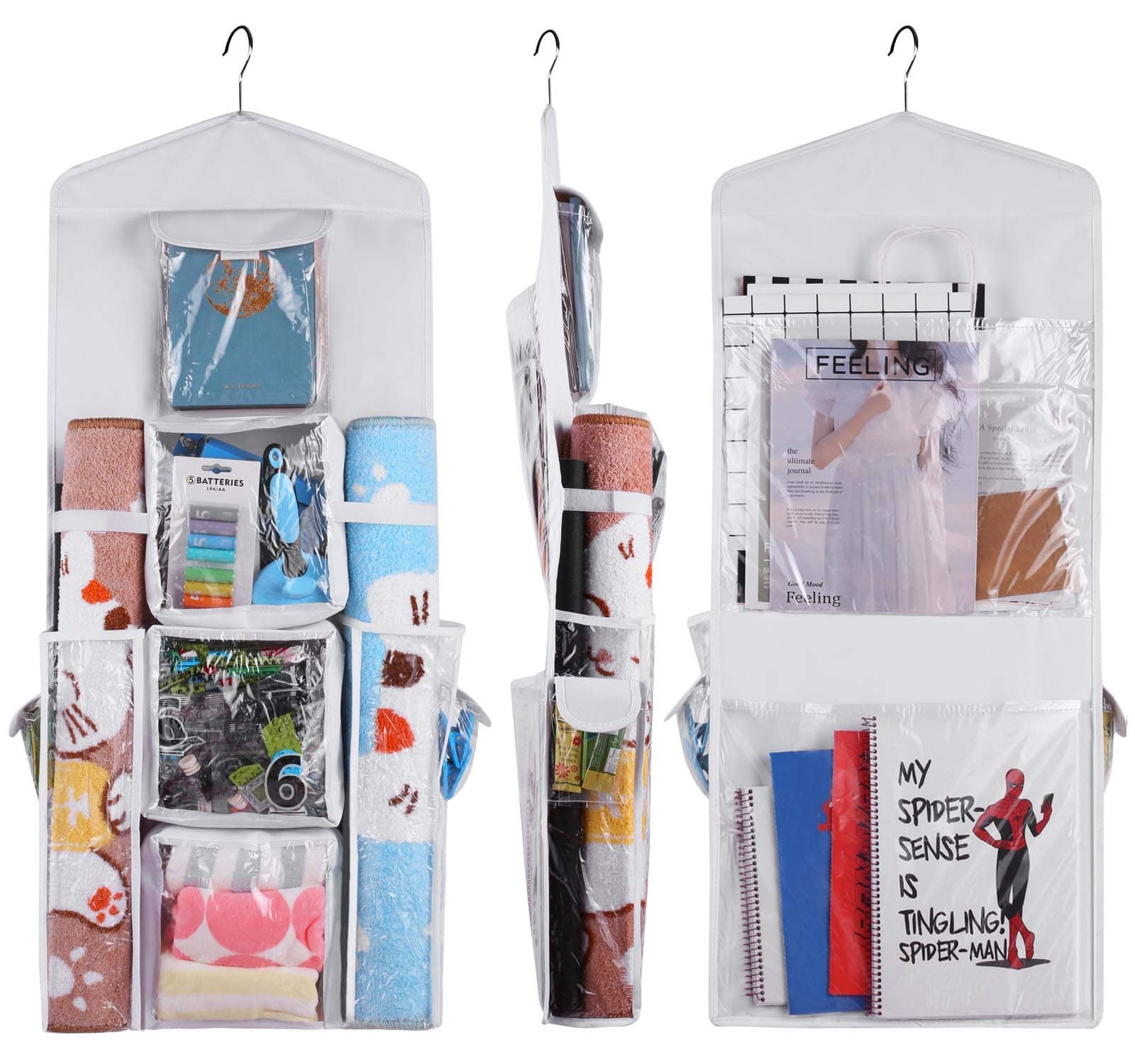 Hanging Gift Wrap Organizer with Clear Pockets