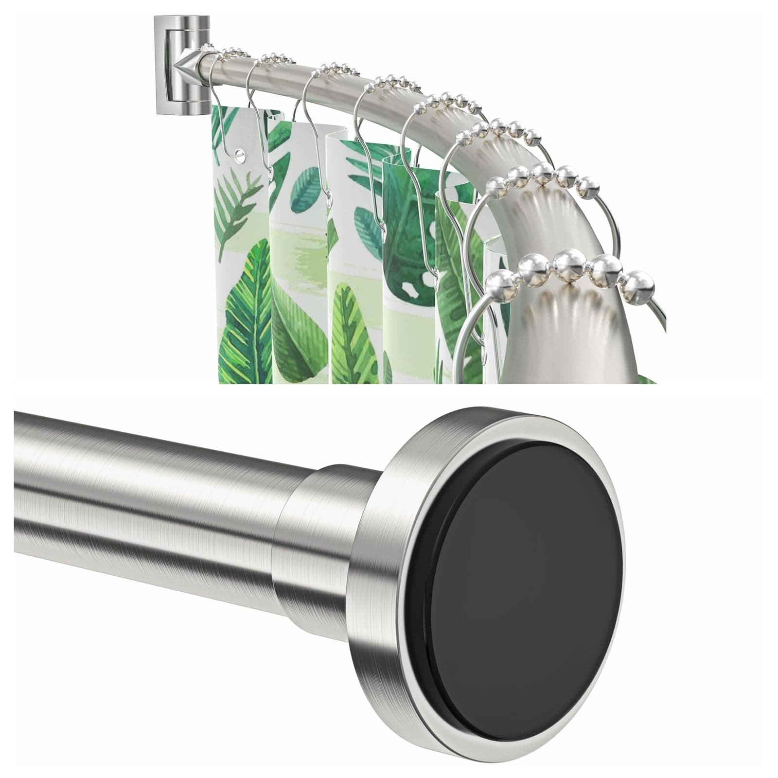 PrettyHome Curved Shower Curtain Rod, 38-72 in., Black