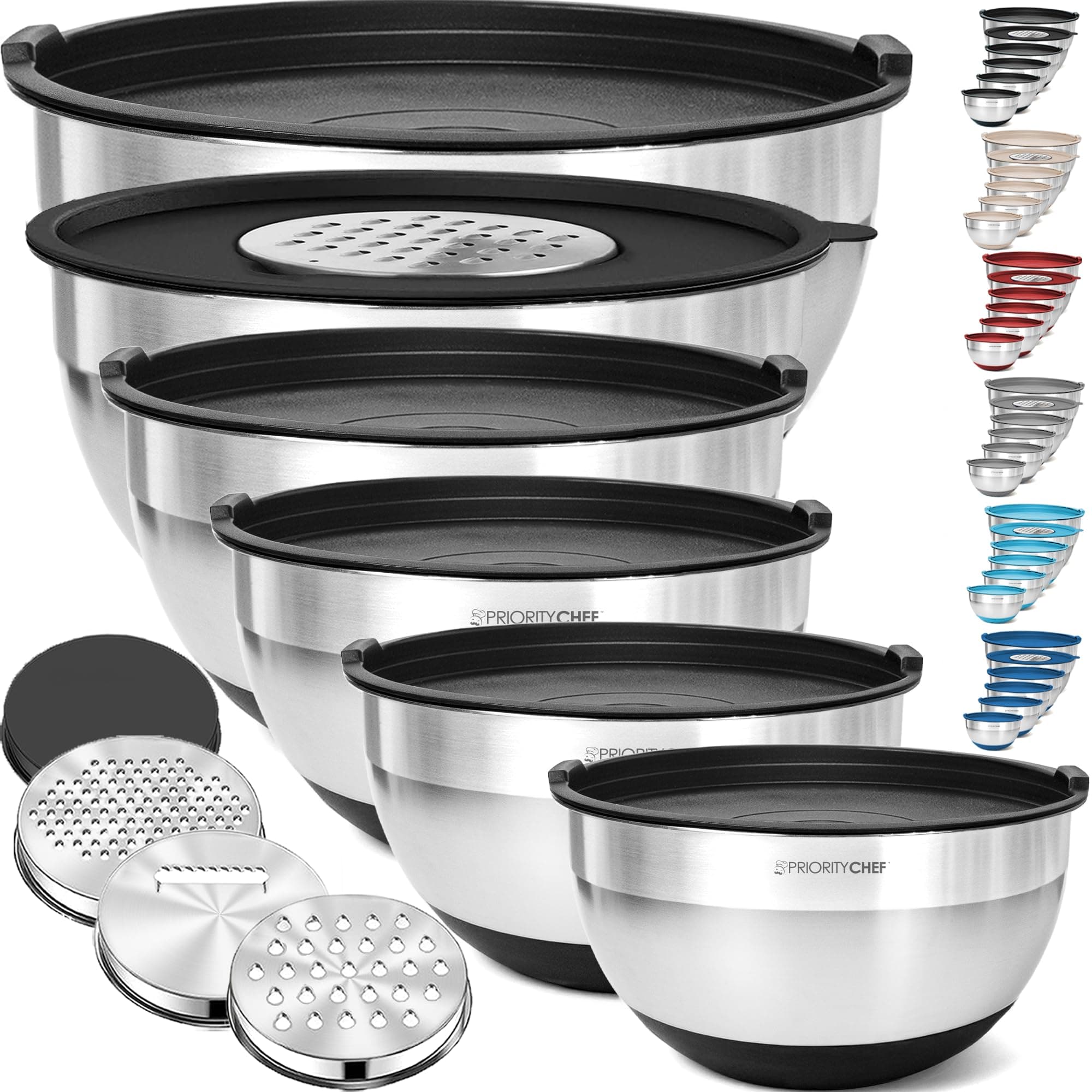 Priority Chef Stainless Steel Mixing Bowls with Lids Set