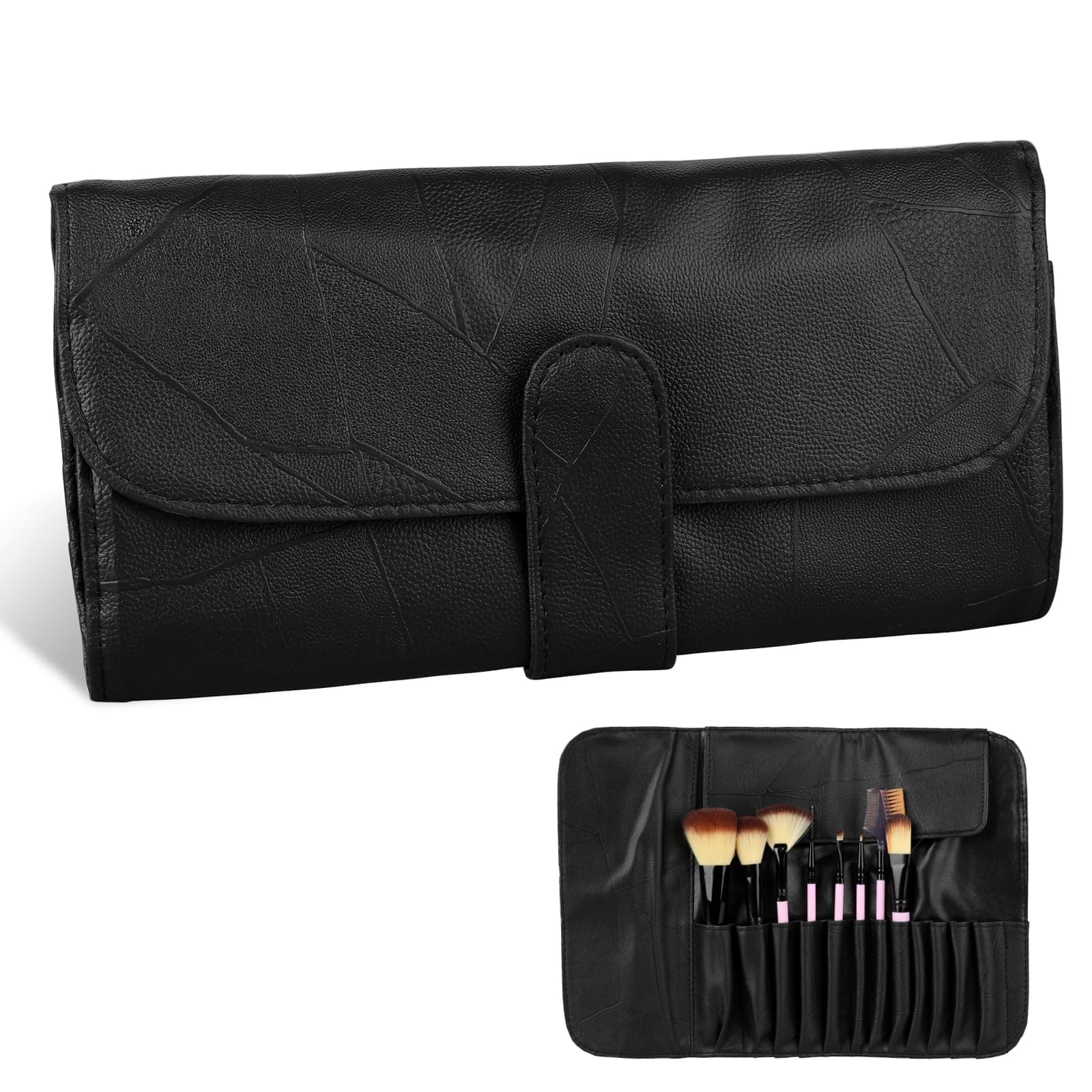 PU Leather Makeup Brush Roll Travel Organizer Stand