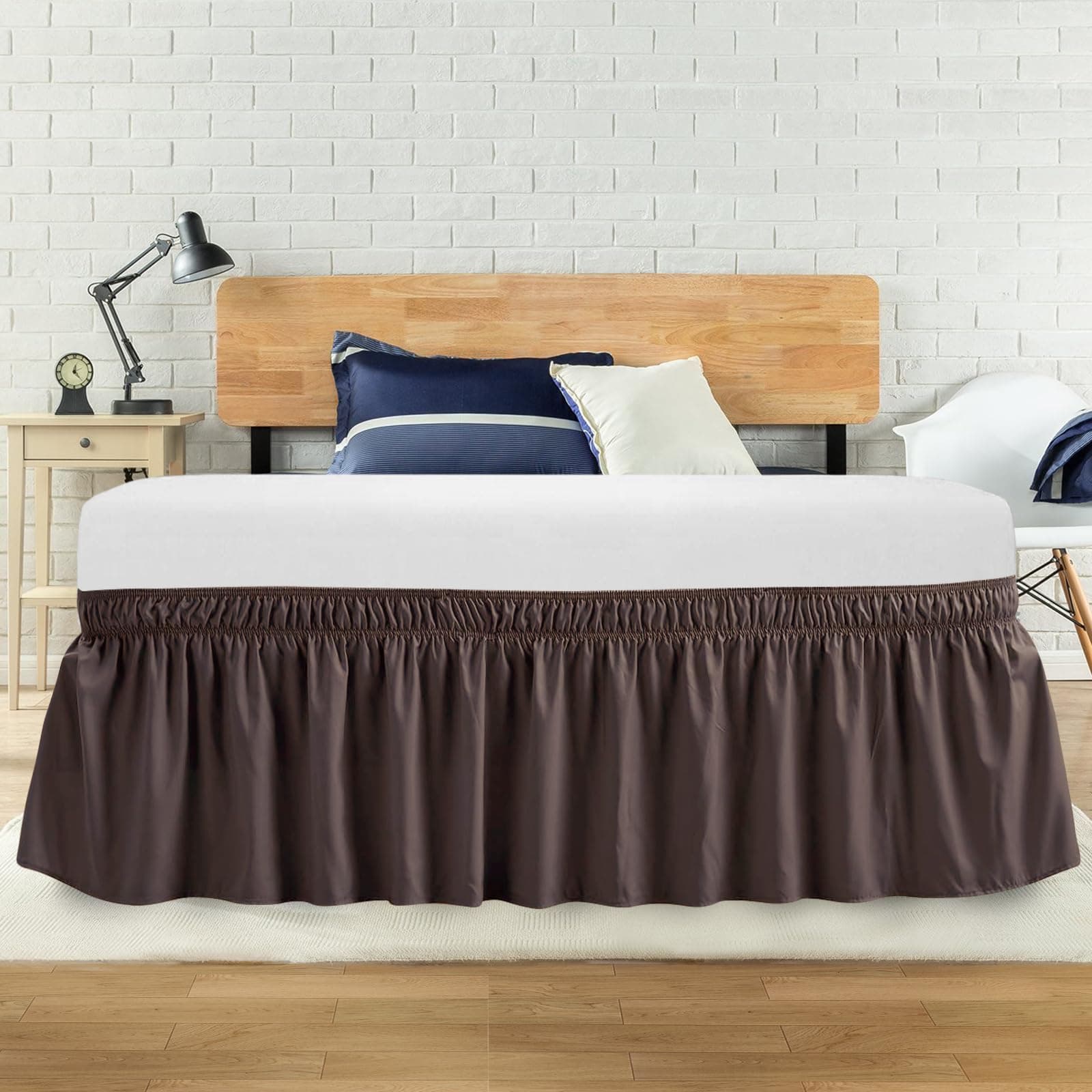 PureFit Ruffled Bed Skirt - 18 in. Drop, Adjustable Elastic, Queen