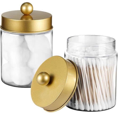 Glass Q-Tip Holder Dispenser with Lid