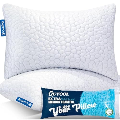 QUTOOL Shredded Memory Foam Pillow King Size Cooling Gel Side Sleeper