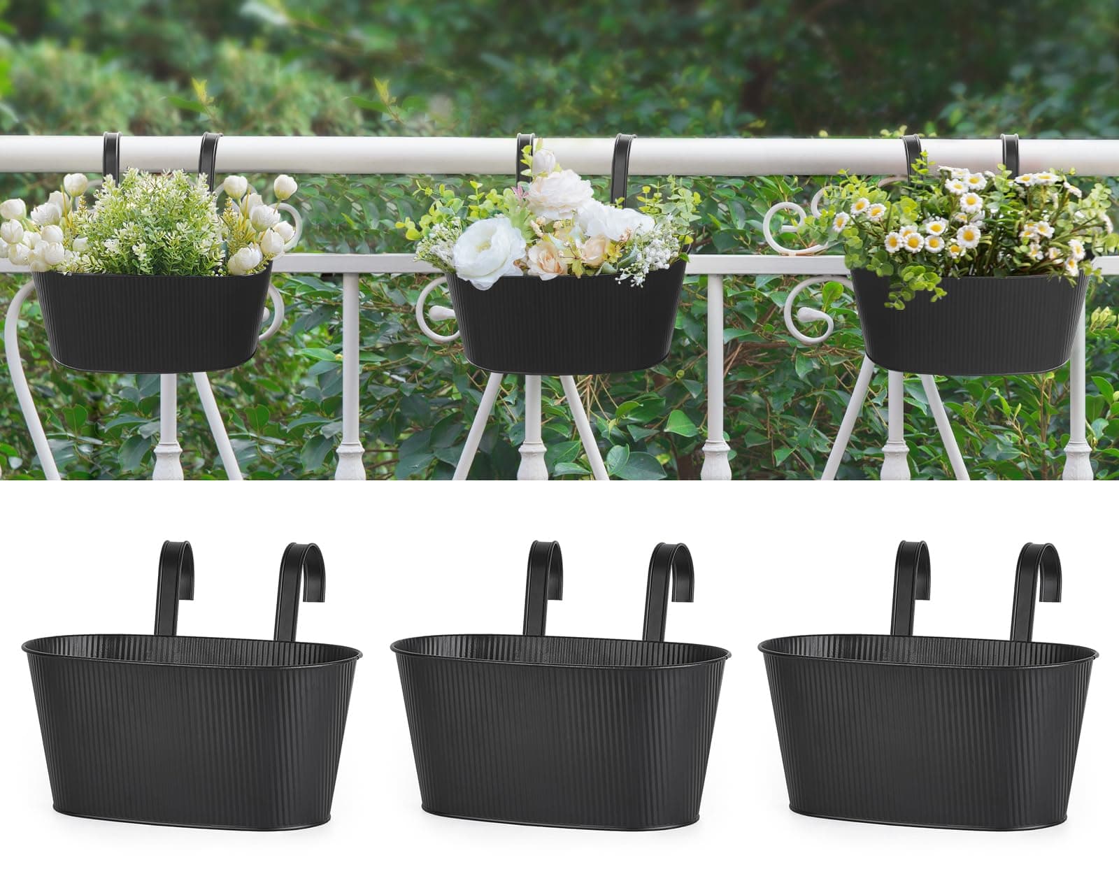 SUREAM Hanging Railing Planter Set of 2