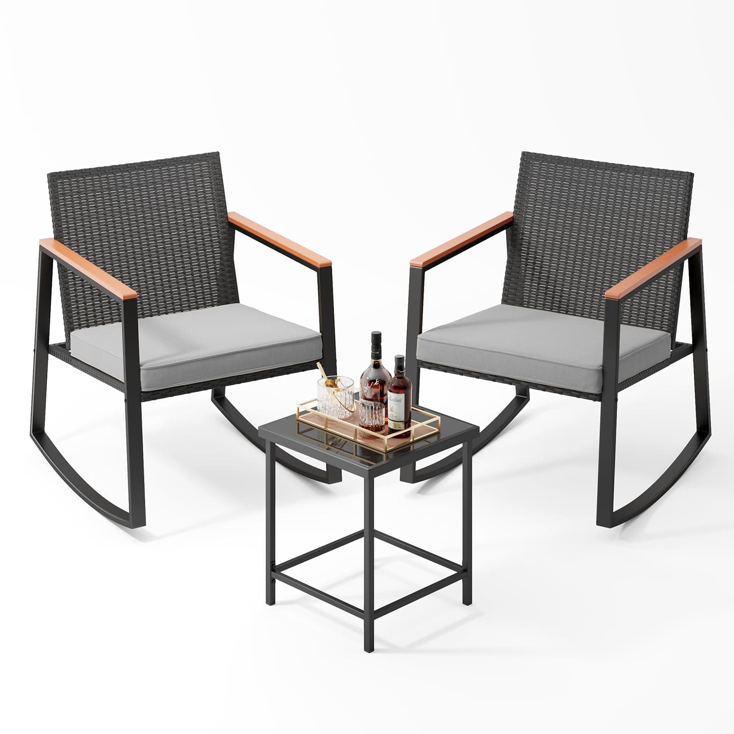 Bealife 3-Piece Outdoor Rocking Bistro Set