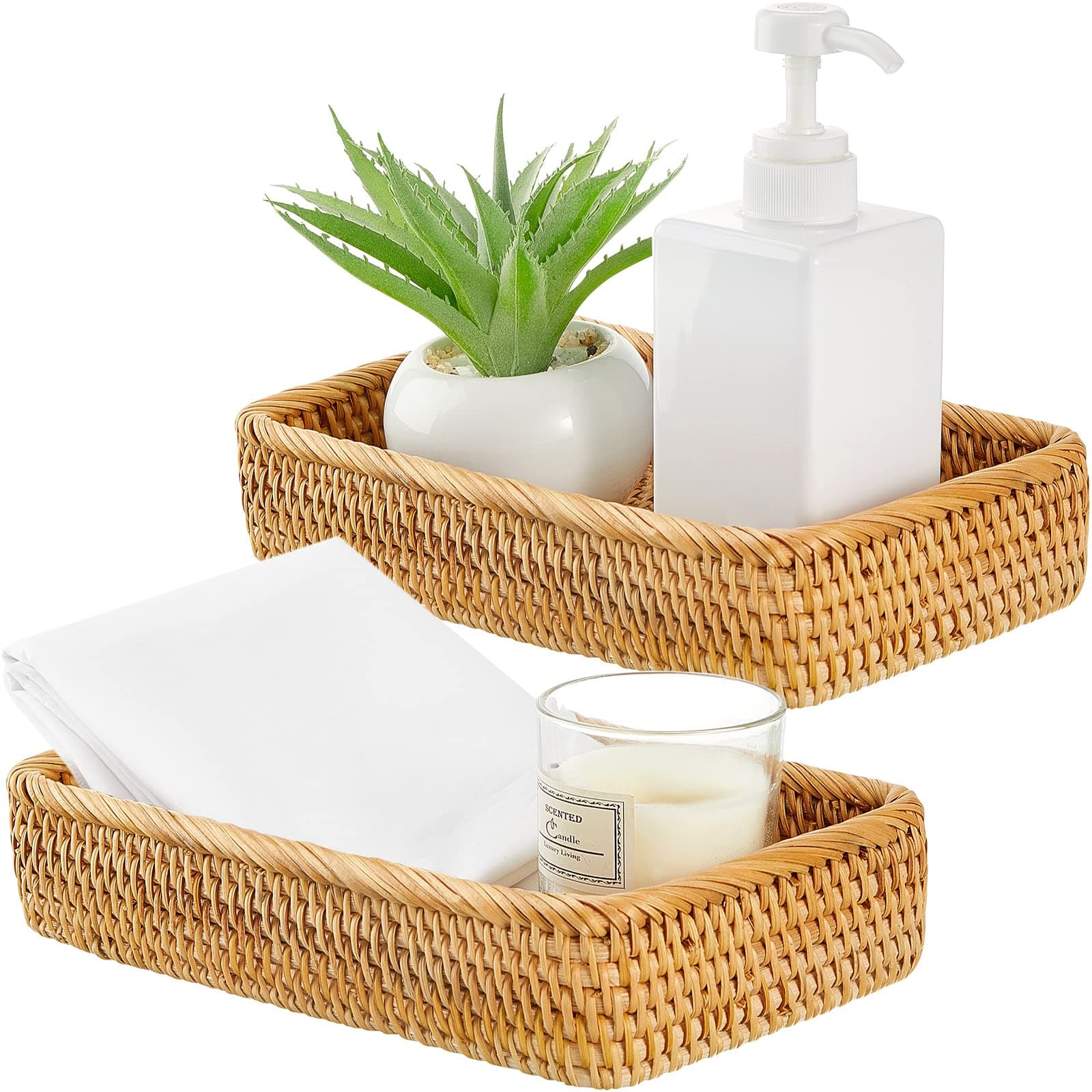 Large Cane Decorative Tray Round