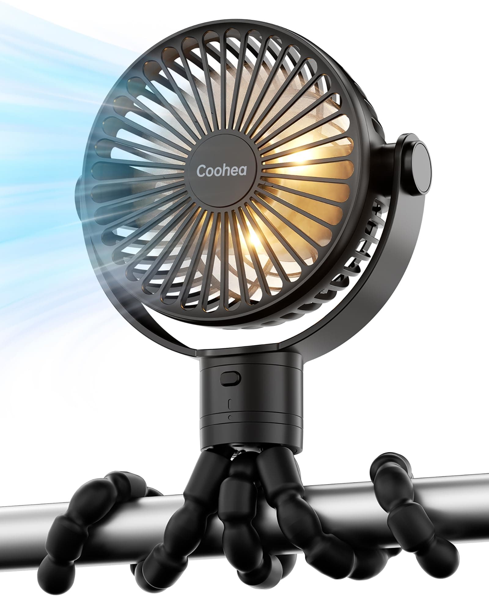 Rechargeable Clip-On Fan, 360-Degree Rotation
