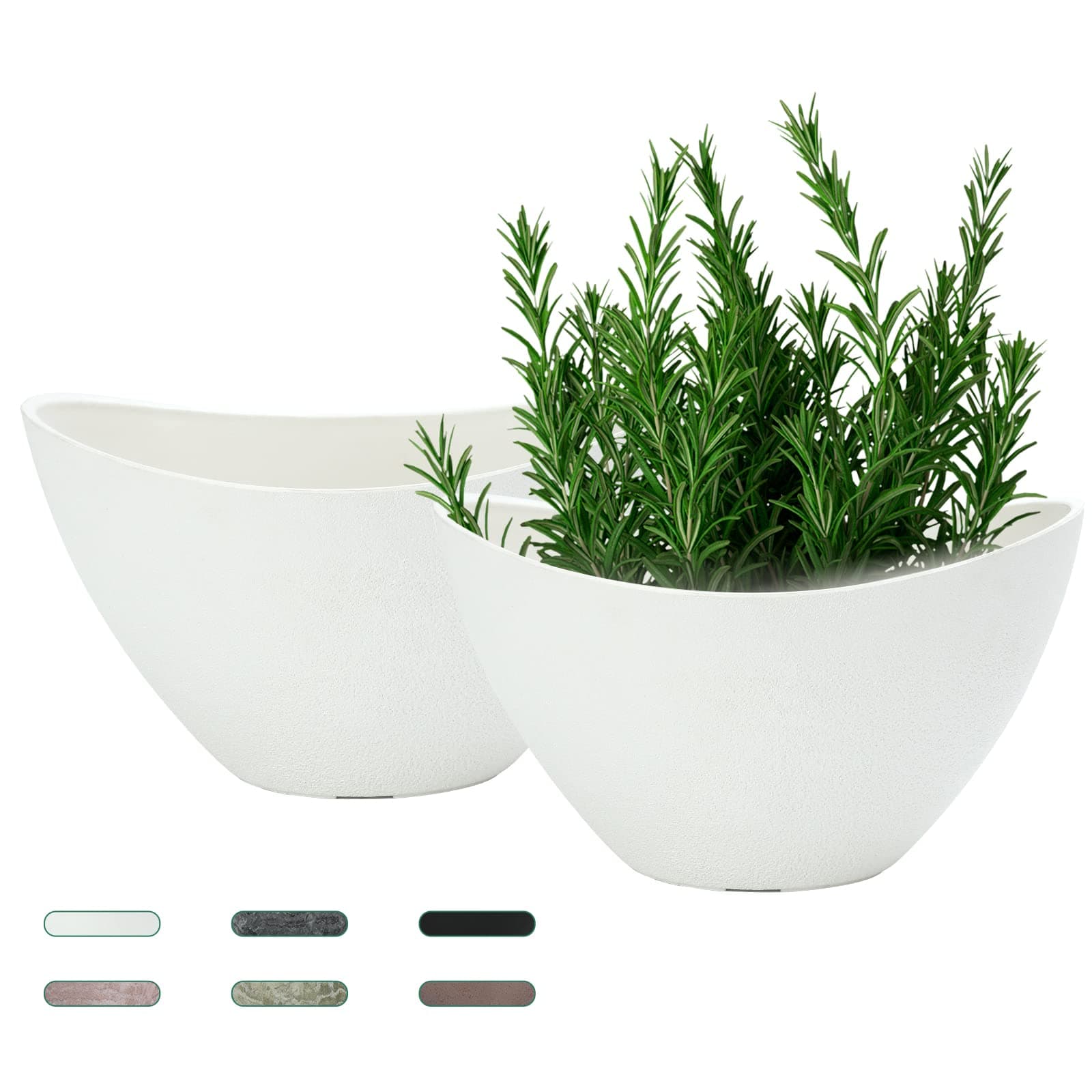 Resin Outdoor Planters with Drainage Holes (Set of 2, 12 inch)