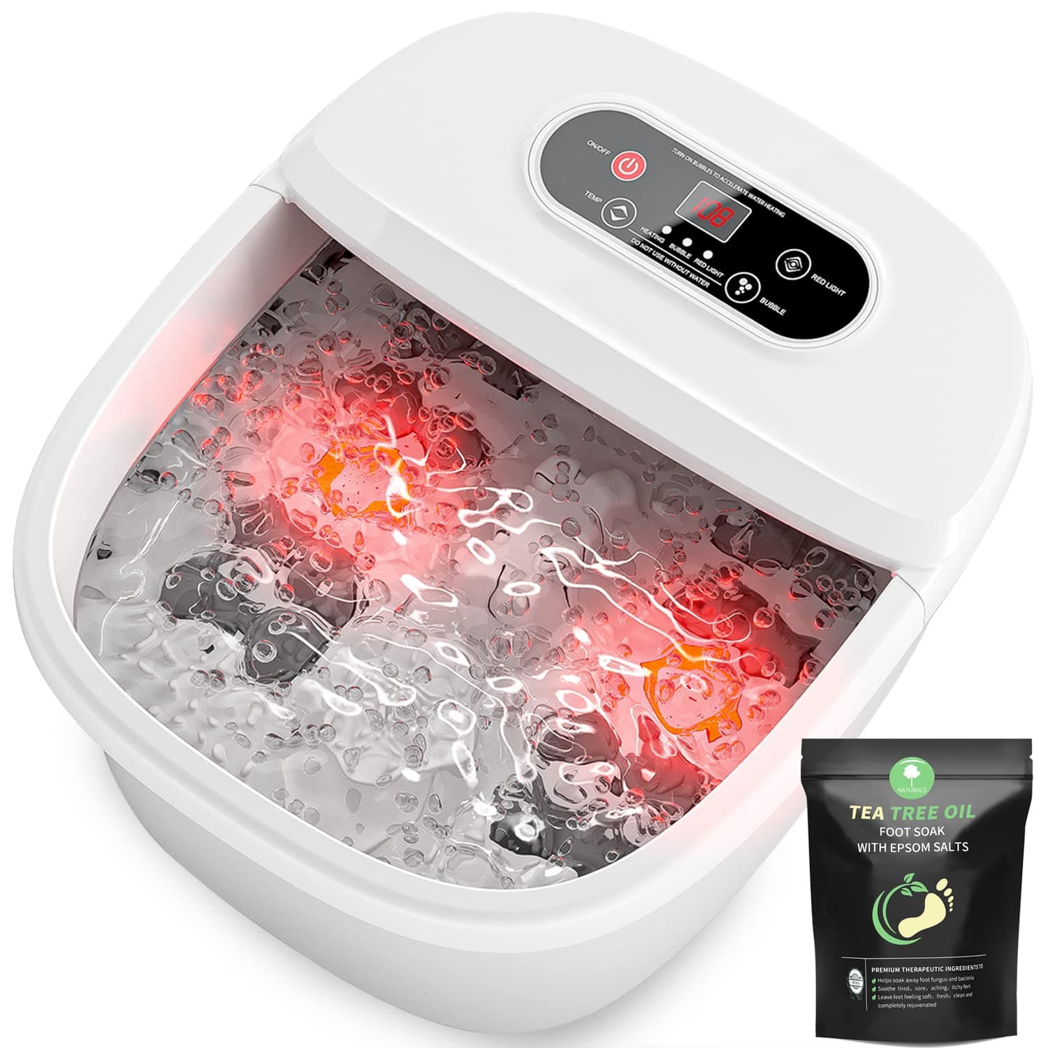 RIGHTMELL Foot Spa Bath Massager with Heat and Bubbles