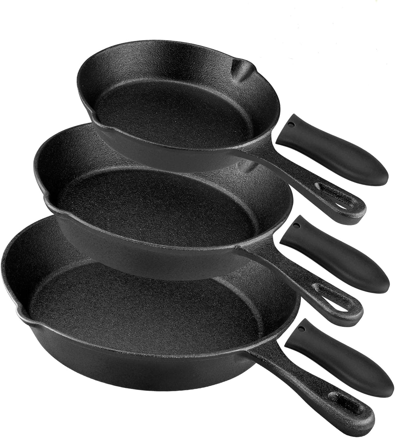rincentd Pre-Seasoned Cast Iron Skillet Set, 3-Piece (6, 8, 10 in.)