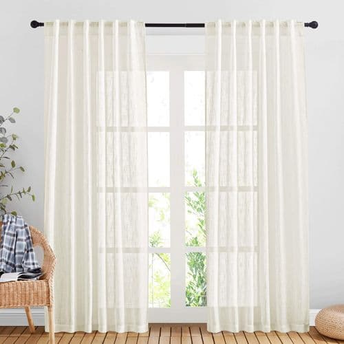 Rod Pocket Linen Blend Curtains Gathered