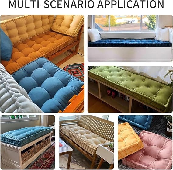 ROIPXM Velvet Tufted Bench Cushion with Handles