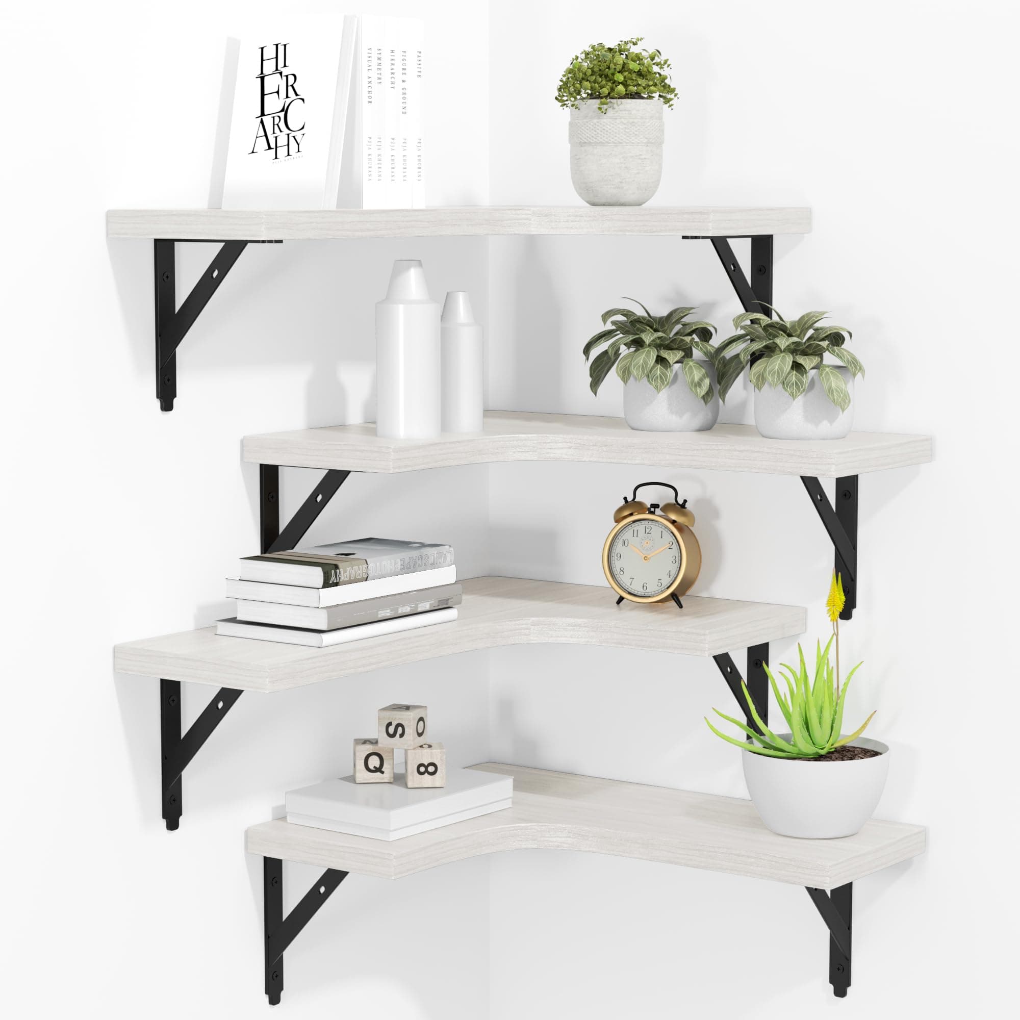 ROMGUAR CRAFT Corner Floating Shelves Set of 4 Rustic
