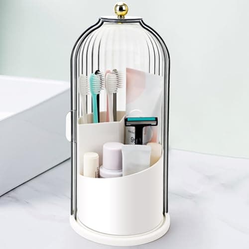QIYVLOS Rotating Toothbrush Holder with Sliding Lid