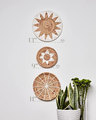 Wall Basket Decor Handmade 3-Piece Bohemian Round Plates