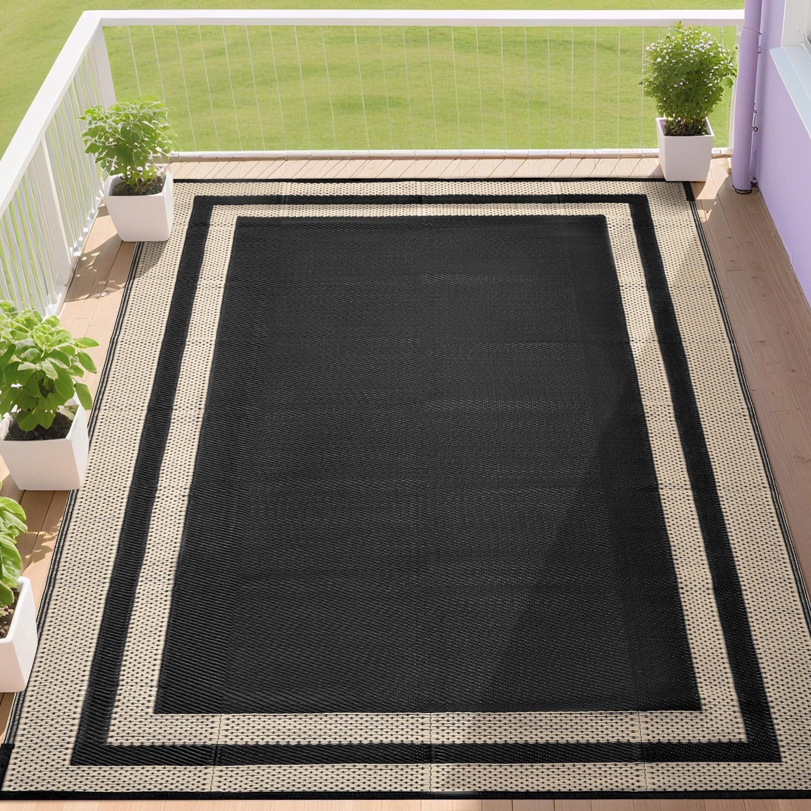 RURALITY Outdoor Rug 5x8 Reversible Waterproof