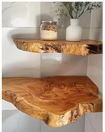 Rustic Live Edge Shelf with Iron Brackets