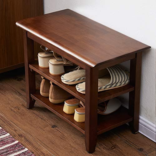 Rustic Reclaimed-Look Wood Shoe Bench