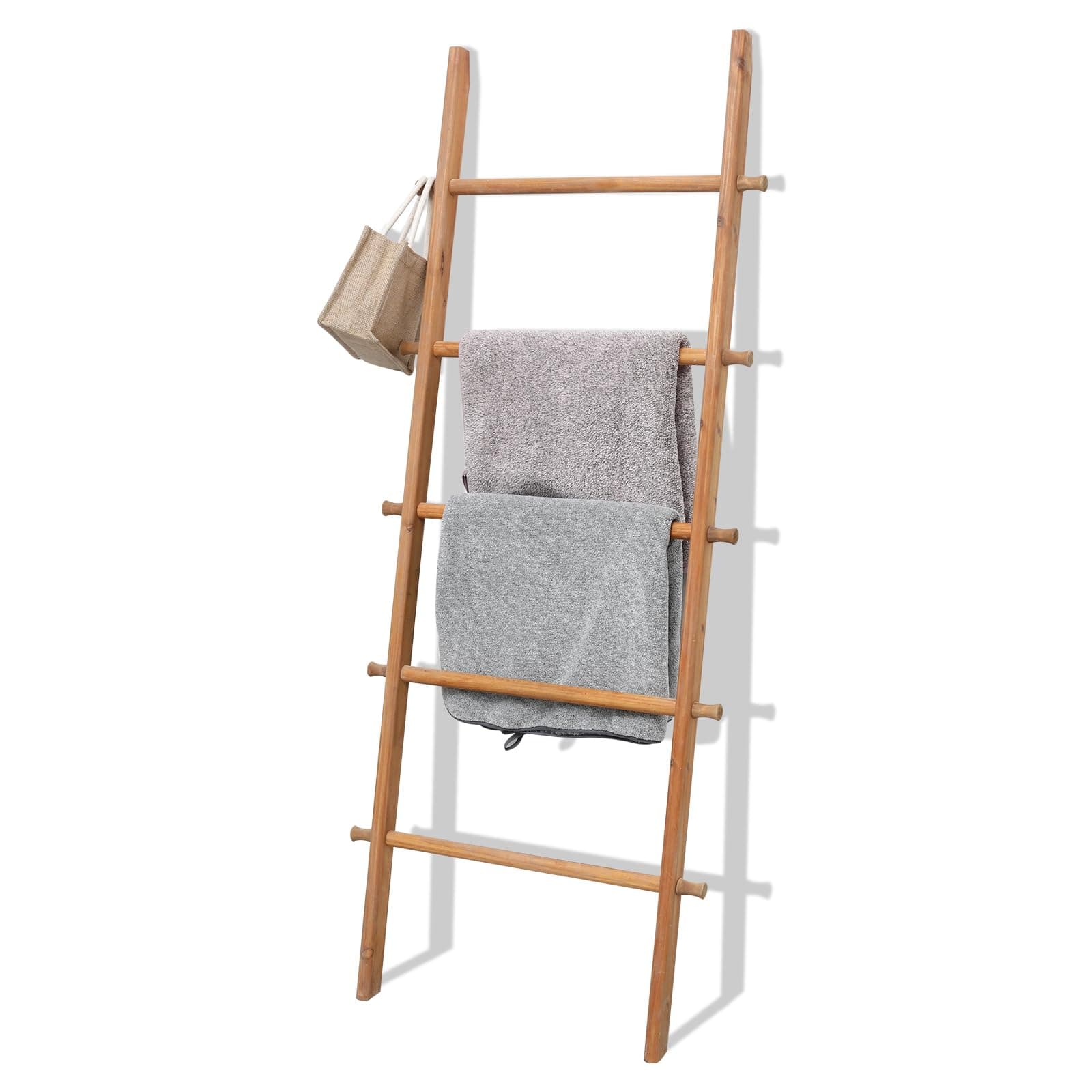 Rustic Wooden Quilt Blanket Ladder Rack Leaning