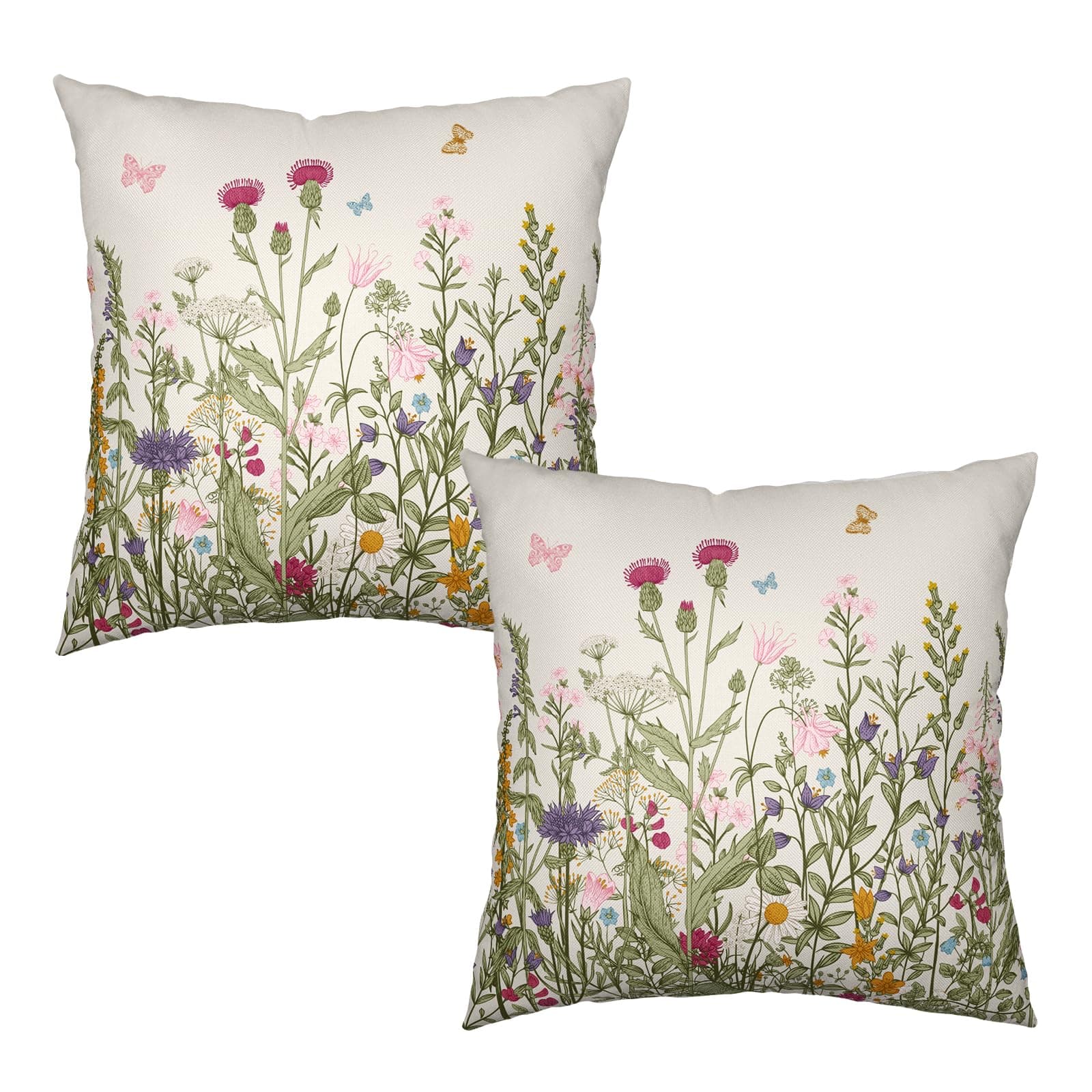 Sage Green Vintage Floral Pillow Covers (Set of 2)