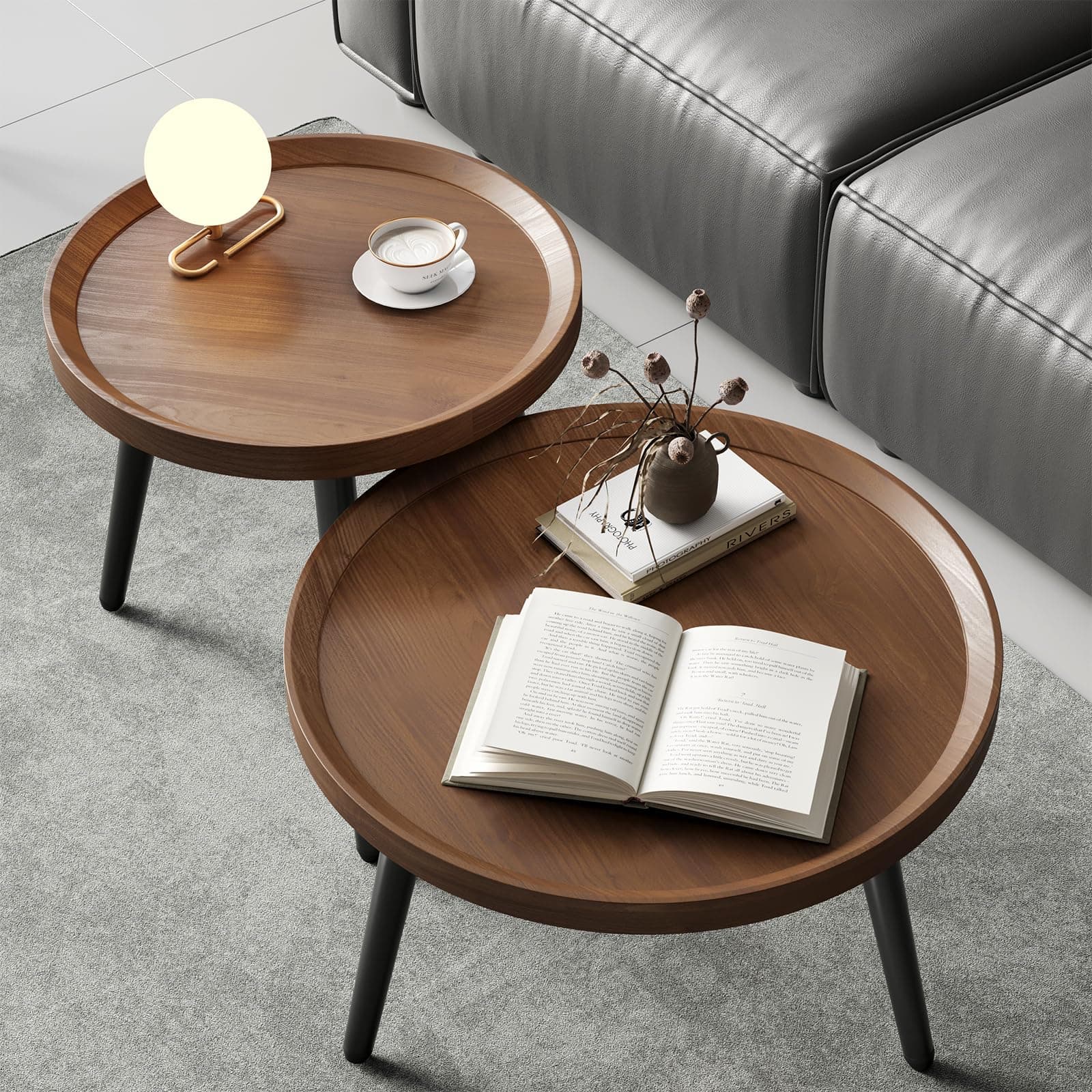 Sailret Round Nesting Tables Set of 2
