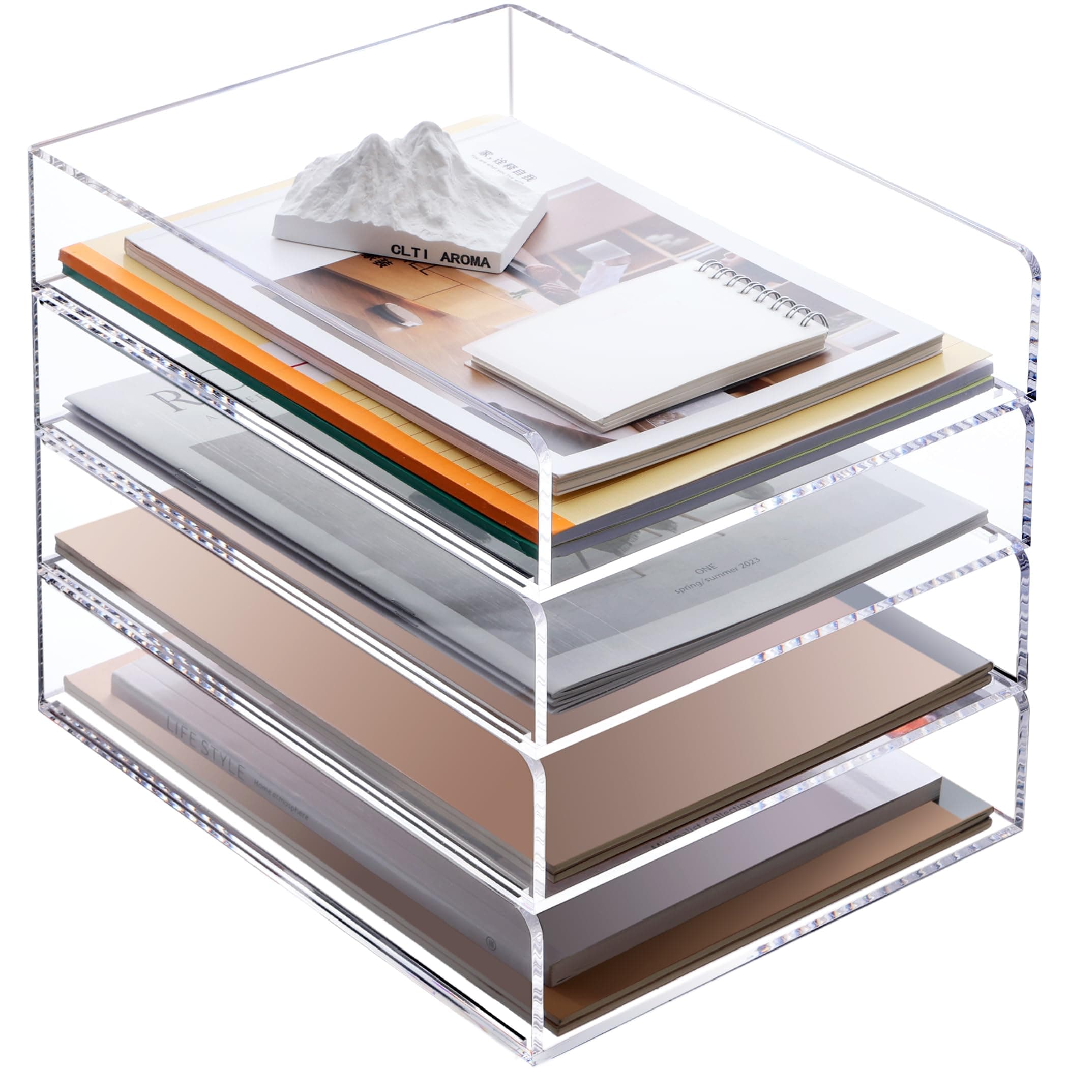 SANRUI Acrylic Stackable Letter Organizer - 3 Tier Clear