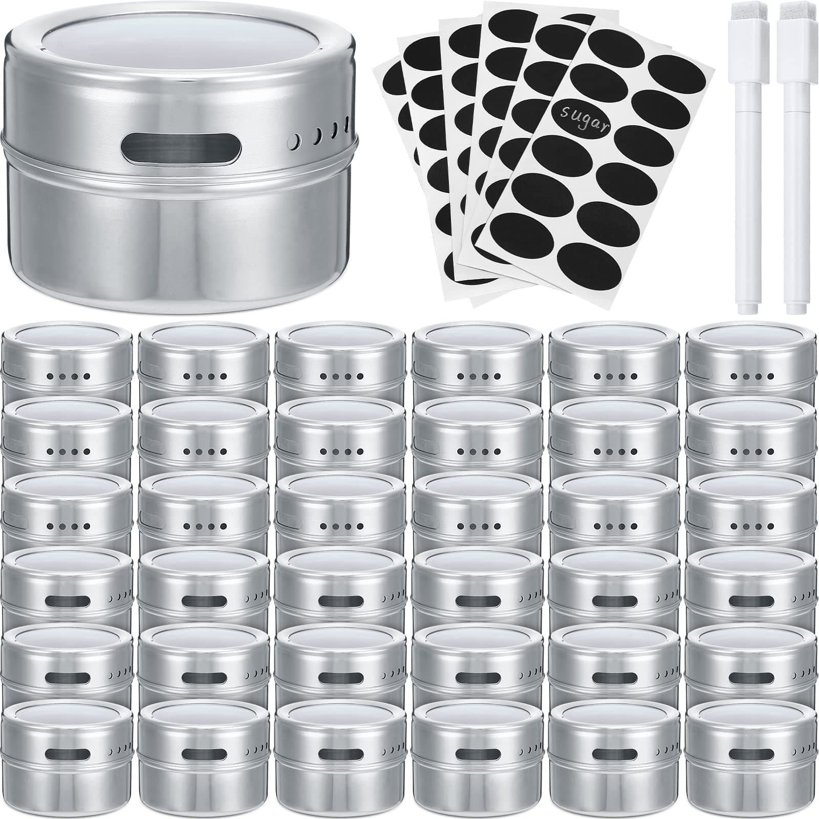 Sanvcomy 12-Pack Magnetic Spice Tins Stainless Steel