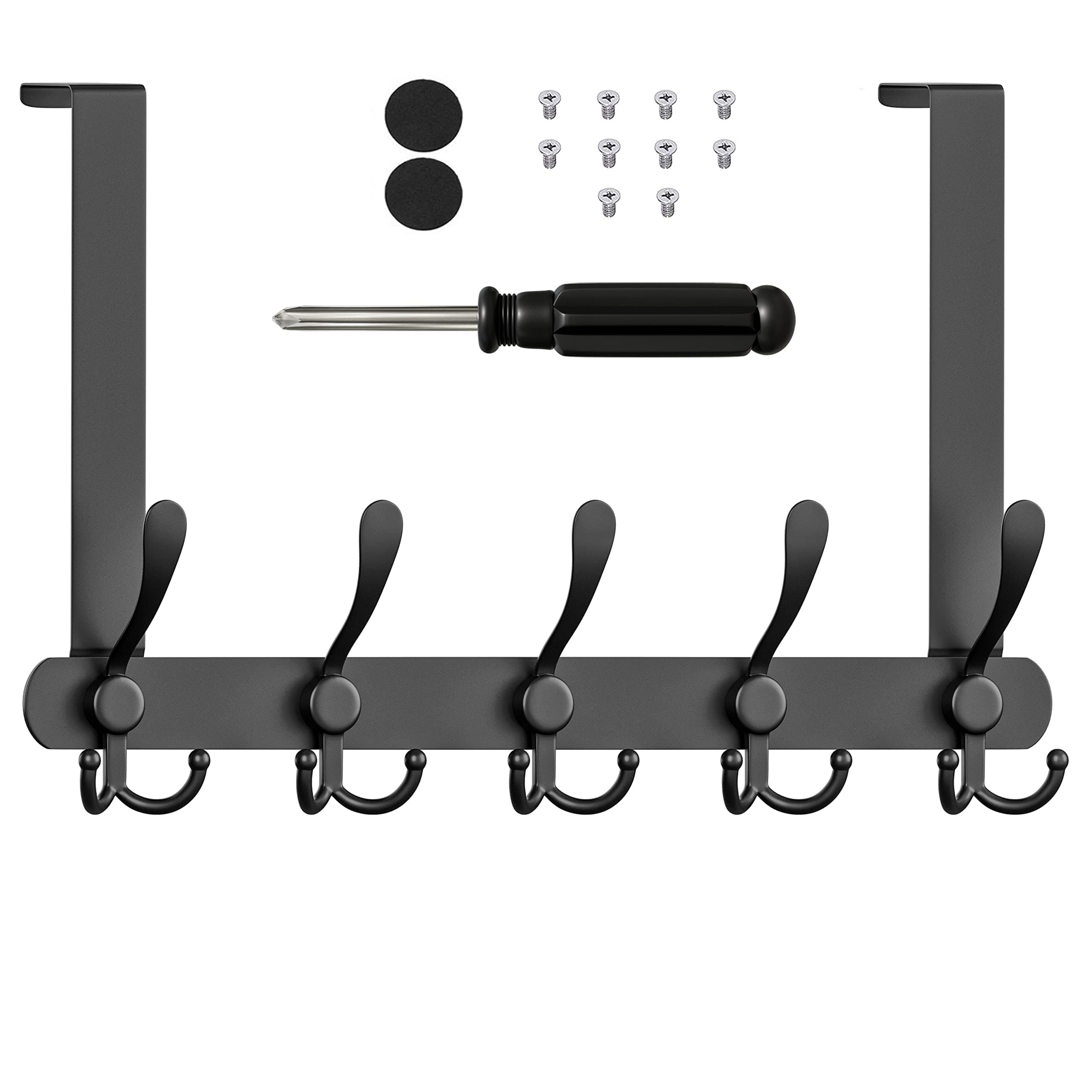 SAYONEYES Matte Black Over The Door Hooks - Heavy Duty Stainless Steel