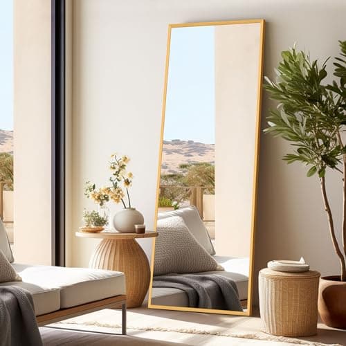 SDHYL 64 x 20 in. Full Length Mirror with Stand — Gold