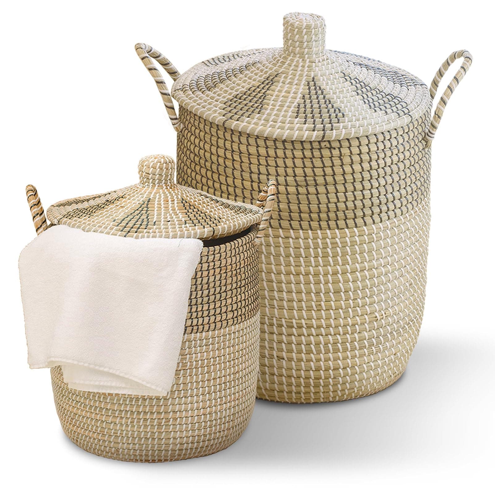 Woven Seagrass Laundry Basket with Handles