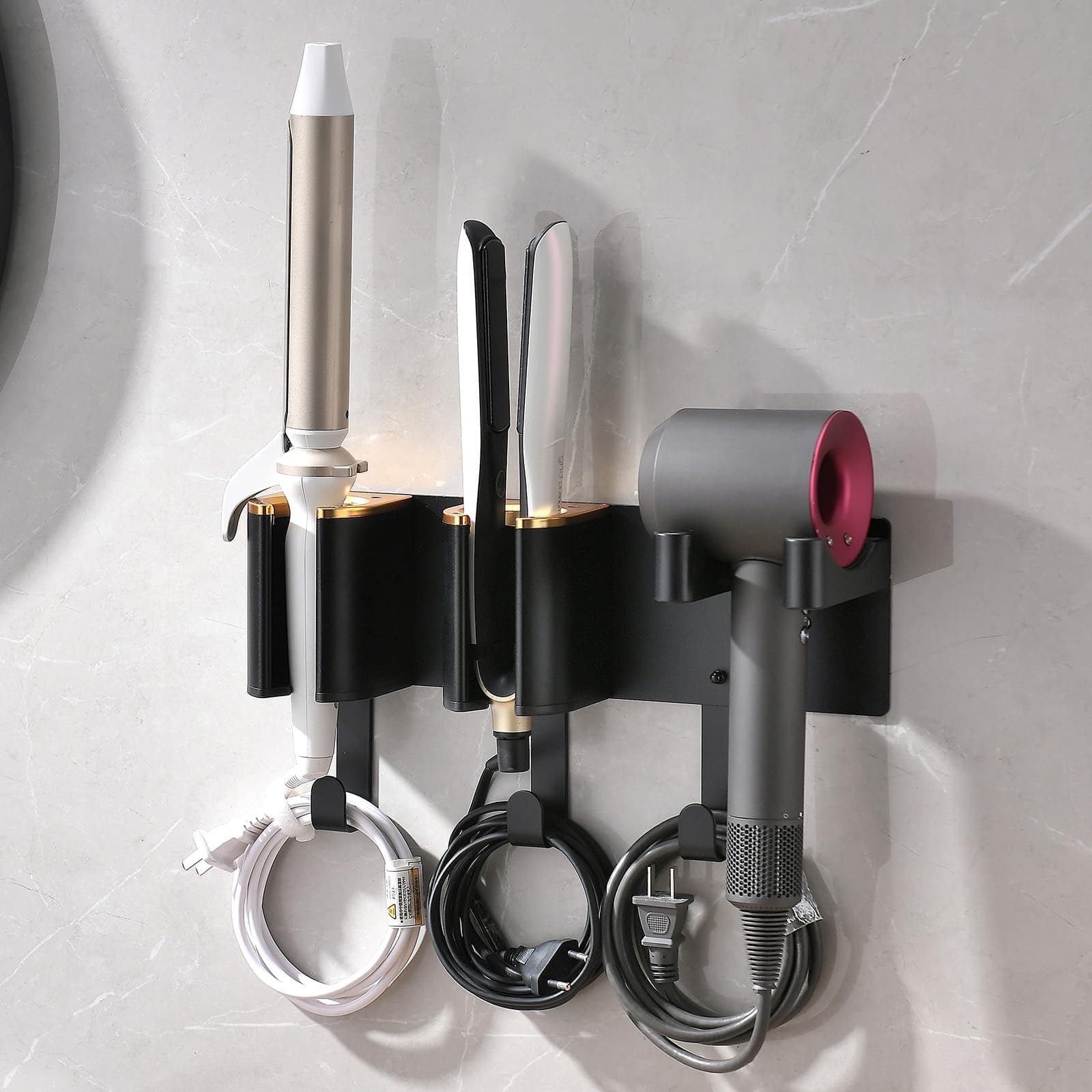 seashpea Rustic Wood Hair Tool Organizer Wall Mounted