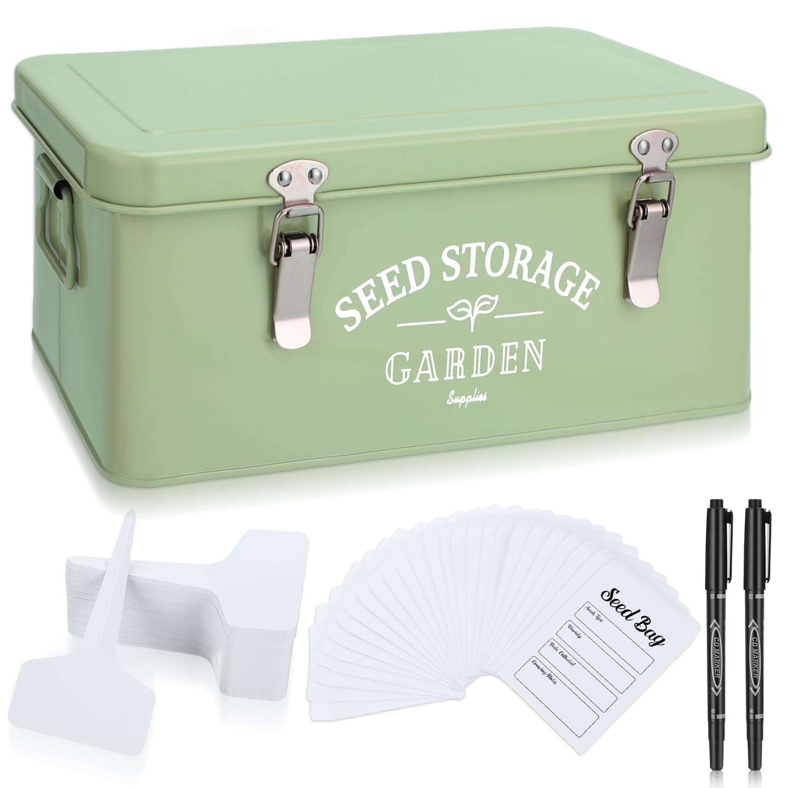 Seed Storage Box with Dividers and Labels
